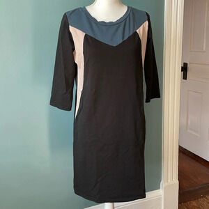Synergy Organic Clothing Black Dress with Blue and Blush Panels
